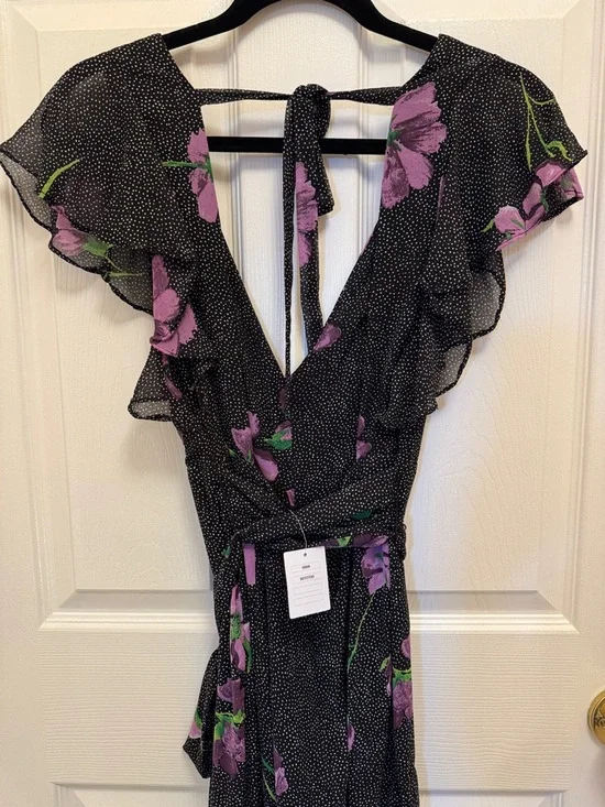 NWT Urban Outfitters Gratilda Ruffle Sleeve Backless Jumpsuit - Picture 8 of 11